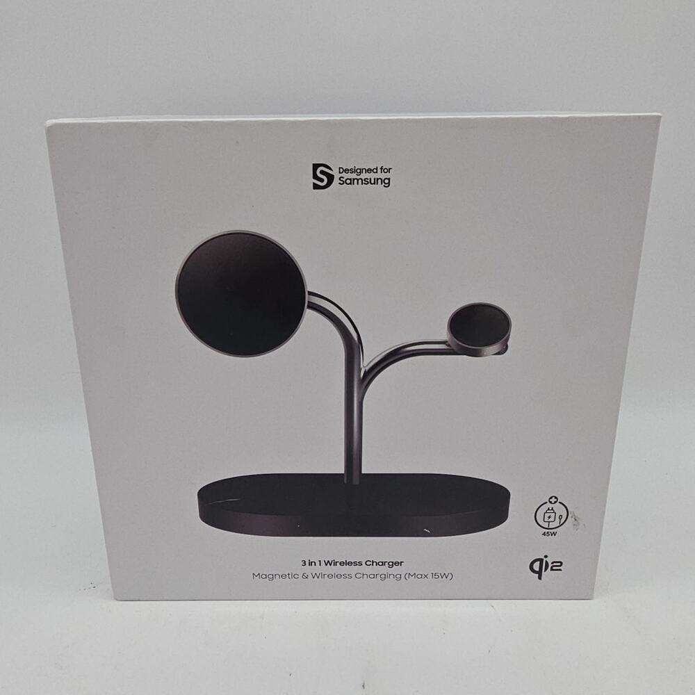 Samsung 3-in-1 Qi2 15W Magnetic Wireless Charger Charging Stand - Black